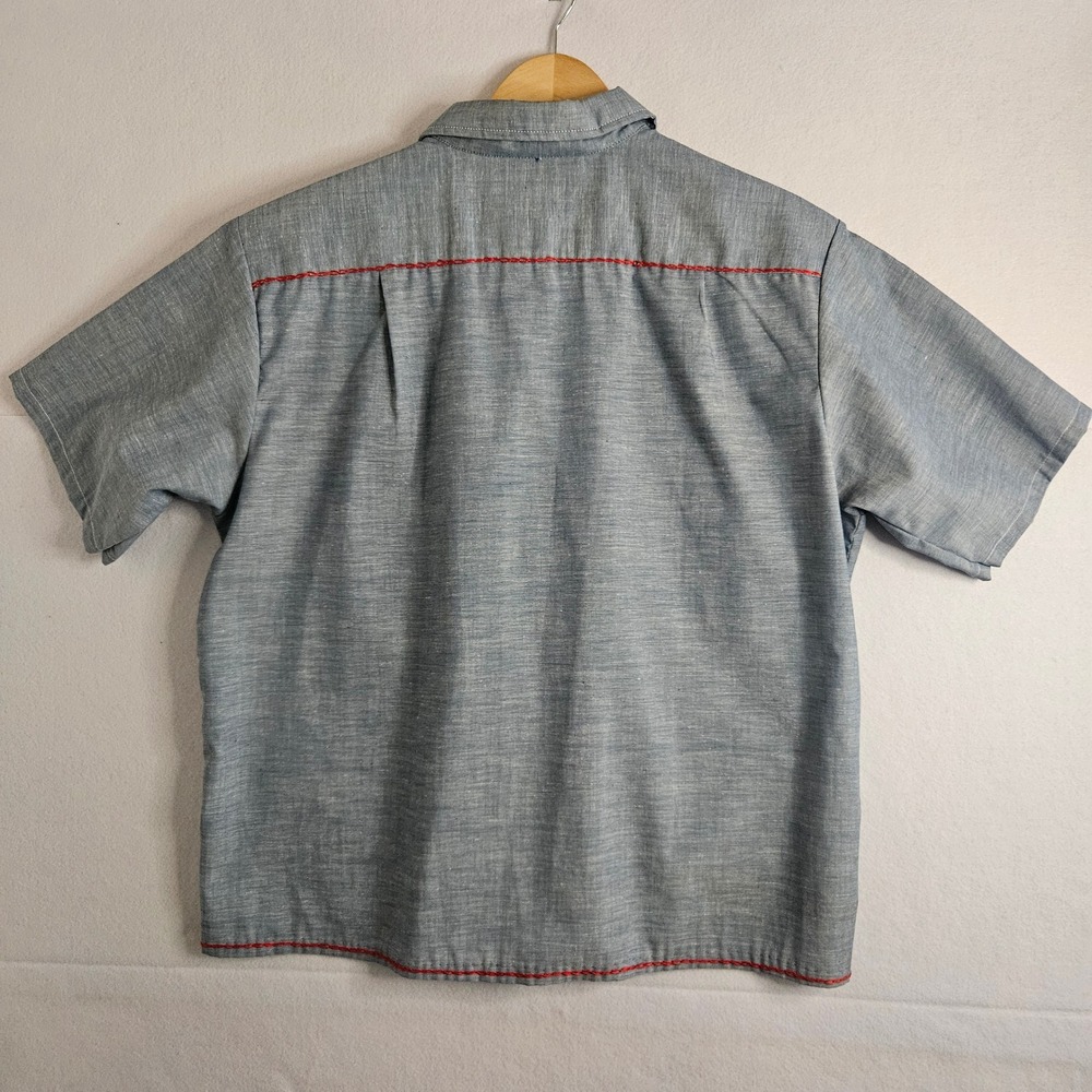 Vtg JCPenney Big Mac Blue Embroidered Chambray Work Shirt L Hippie Folk Art Boho - Picture 10 of 15